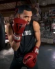 TITLE Boxing Blood Red Leather Sparring Boxing Gloves
