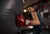 TITLE Boxing Blood Red Leather Sparring Boxing Gloves