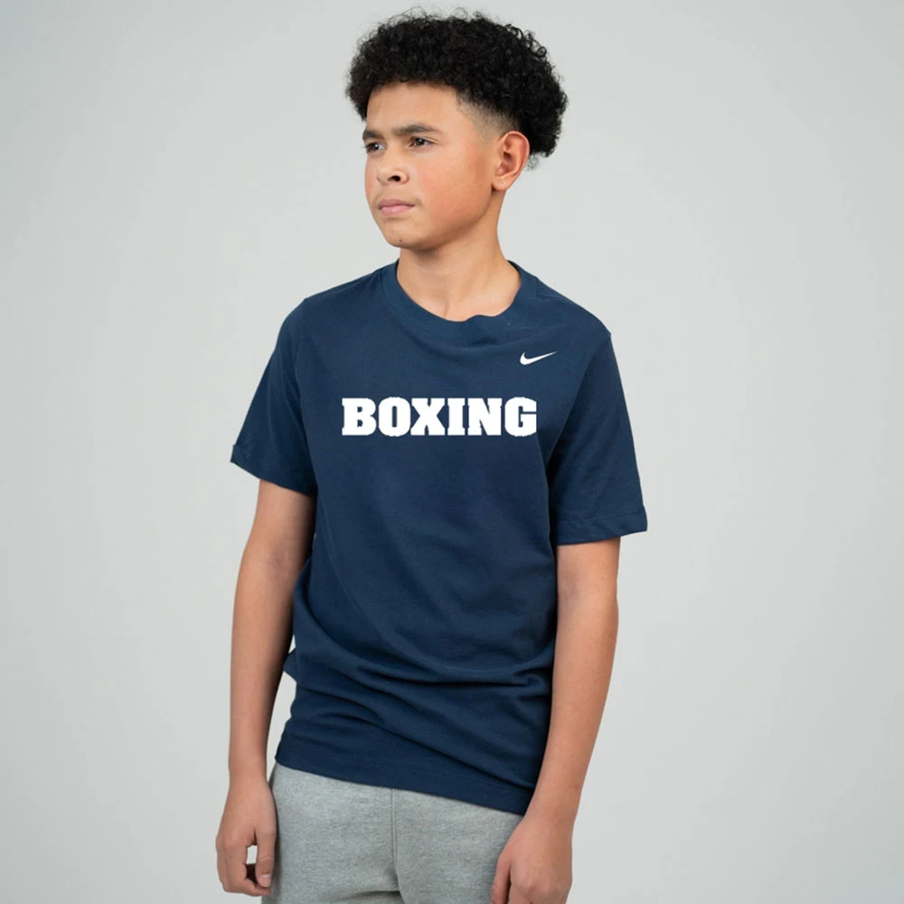 Nike Youth Boxing Dri-Fit Cotton Tee - Navy