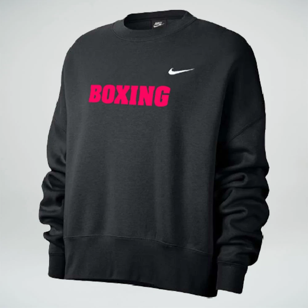 Nike Women’s Boxing Fleece Trend Crew - Black/Fluorescent Raspberry