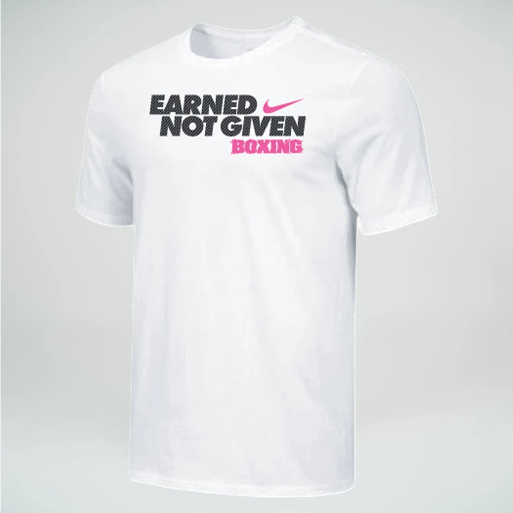 Nike Men's Boxing Earned Not Given Tee - White/Black/Pink