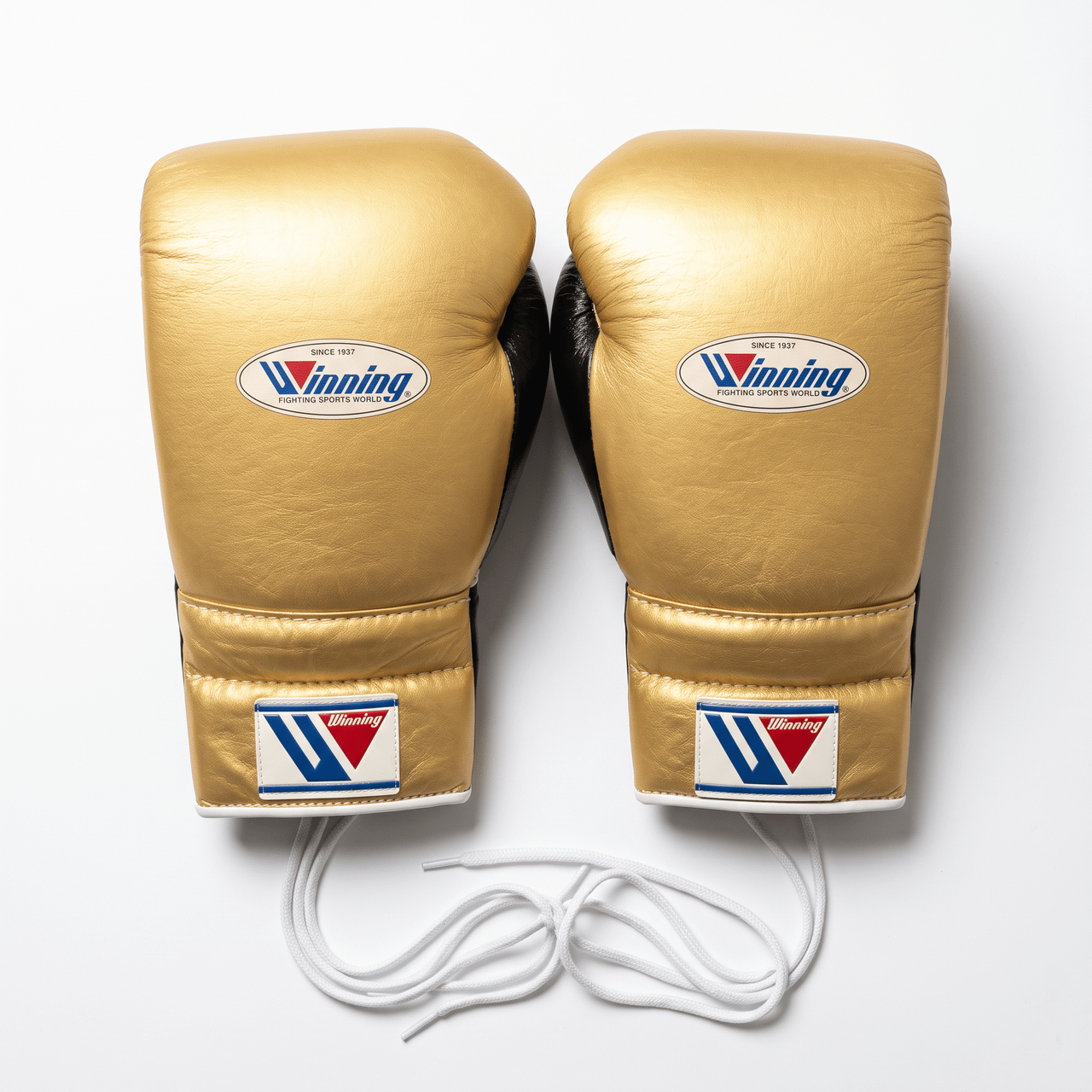 Winning Lace-Up Boxing Gloves - Gold / Black - 16 oz