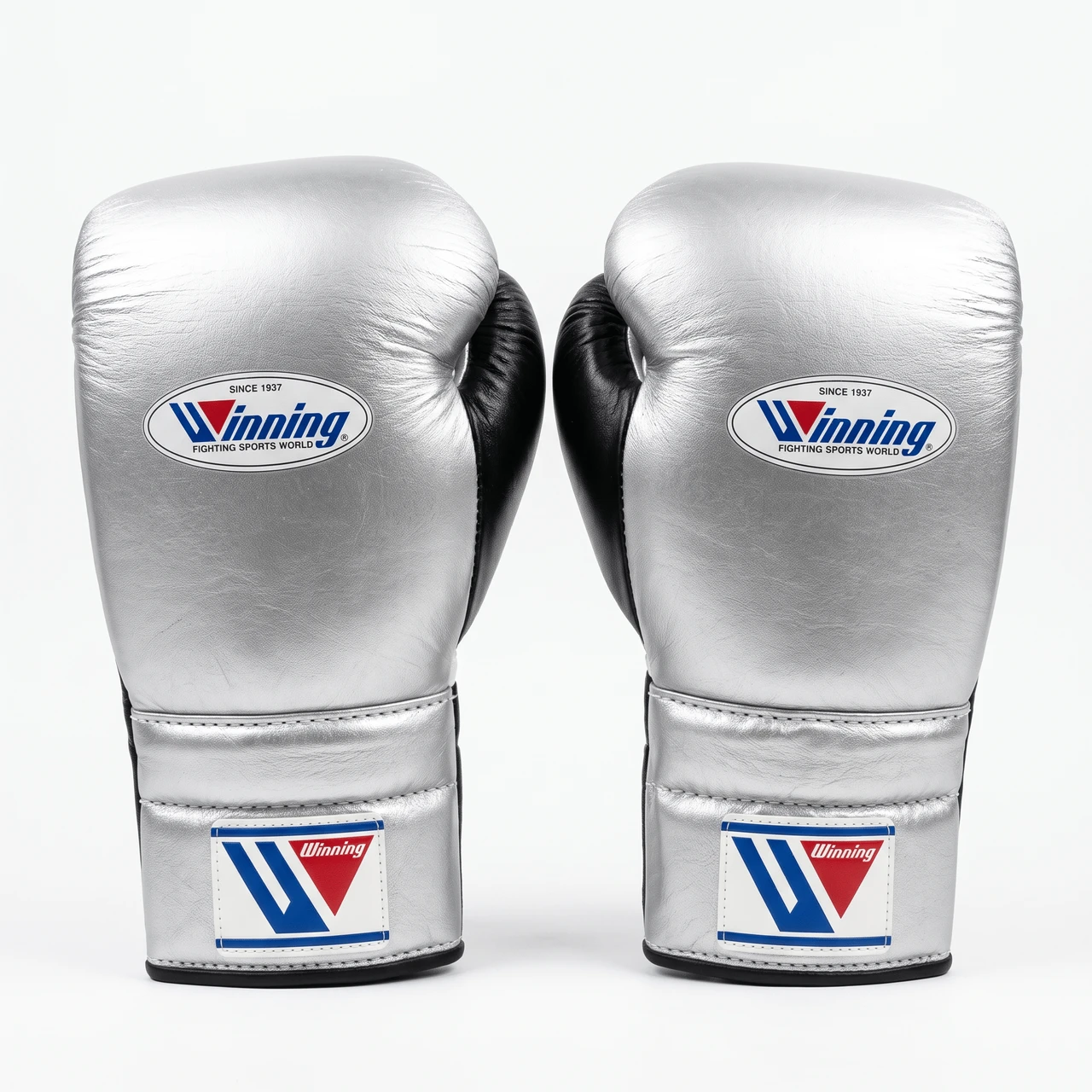 Winning Lace-Up Boxing Gloves - Silver / Black