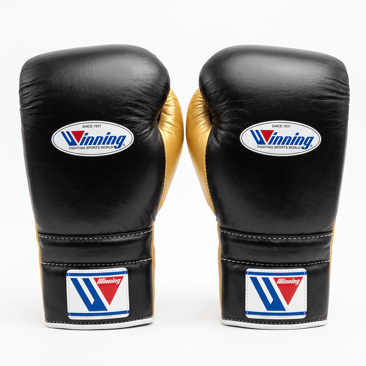 Winning Lace-Up Boxing Gloves - Black / Gold