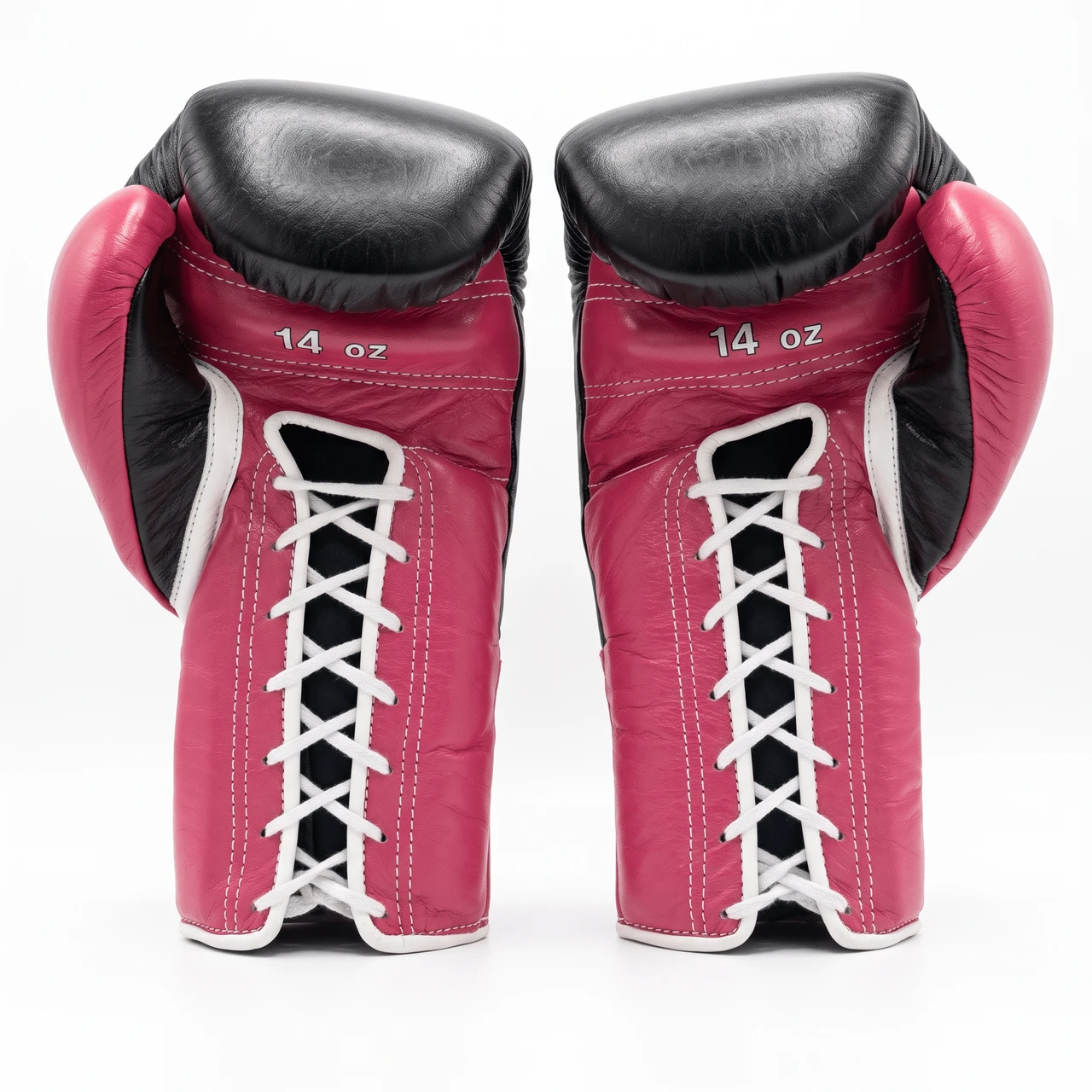 Winning Lace-Up Boxing Gloves - Black / Fuchsia