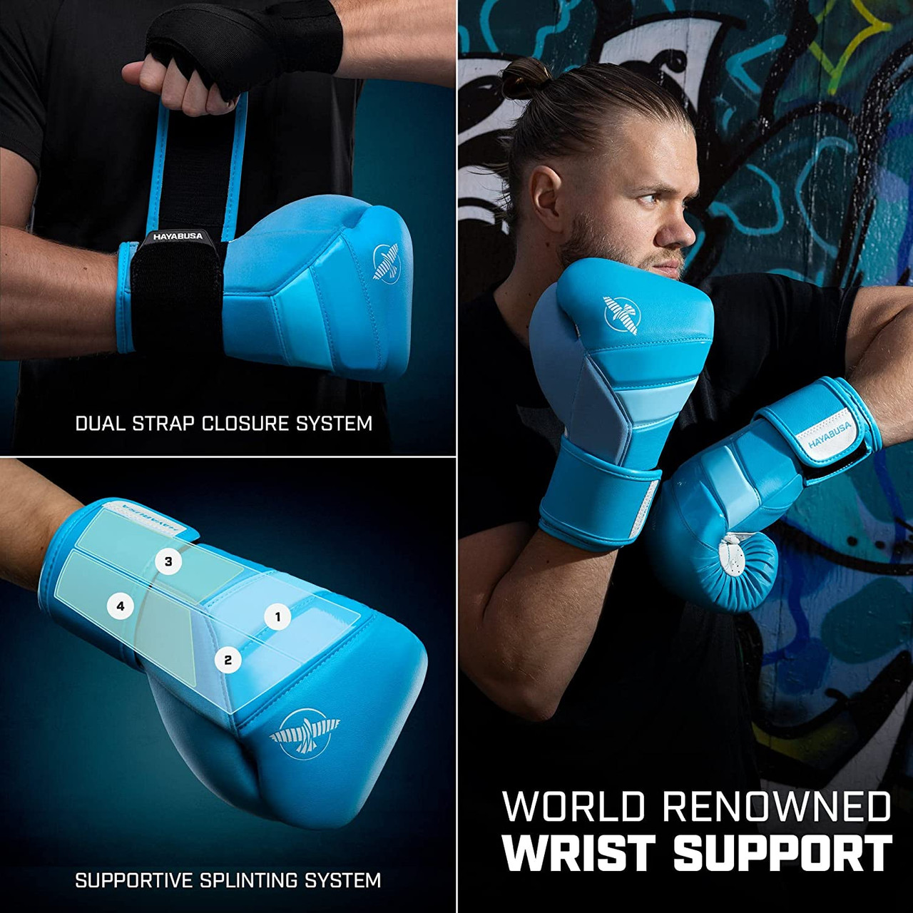 Hayabusa T3 Neon Blue Boxing Gloves | Pro Fight Shop