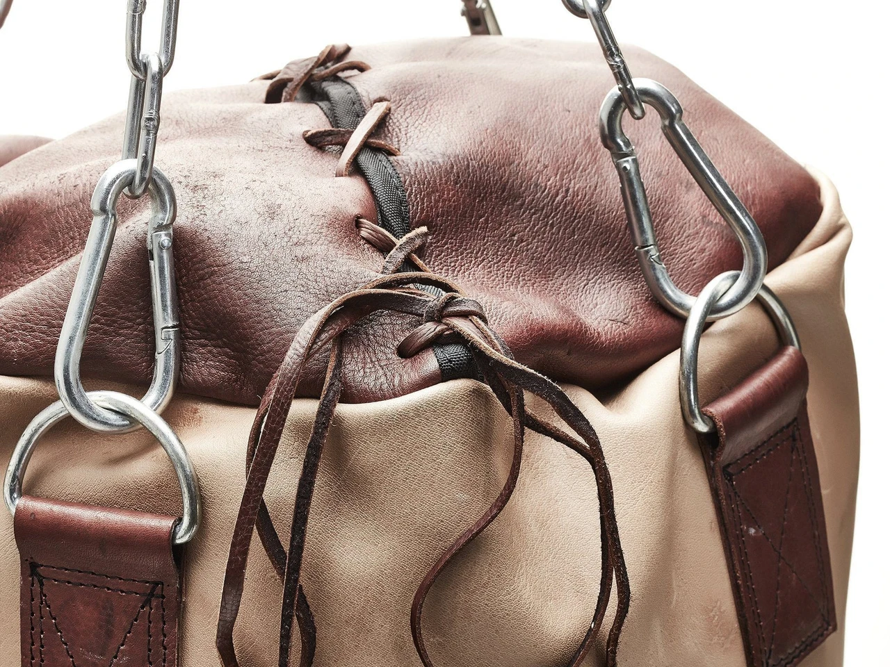 Retro Cream Brown Leather Heavy Punching Bag