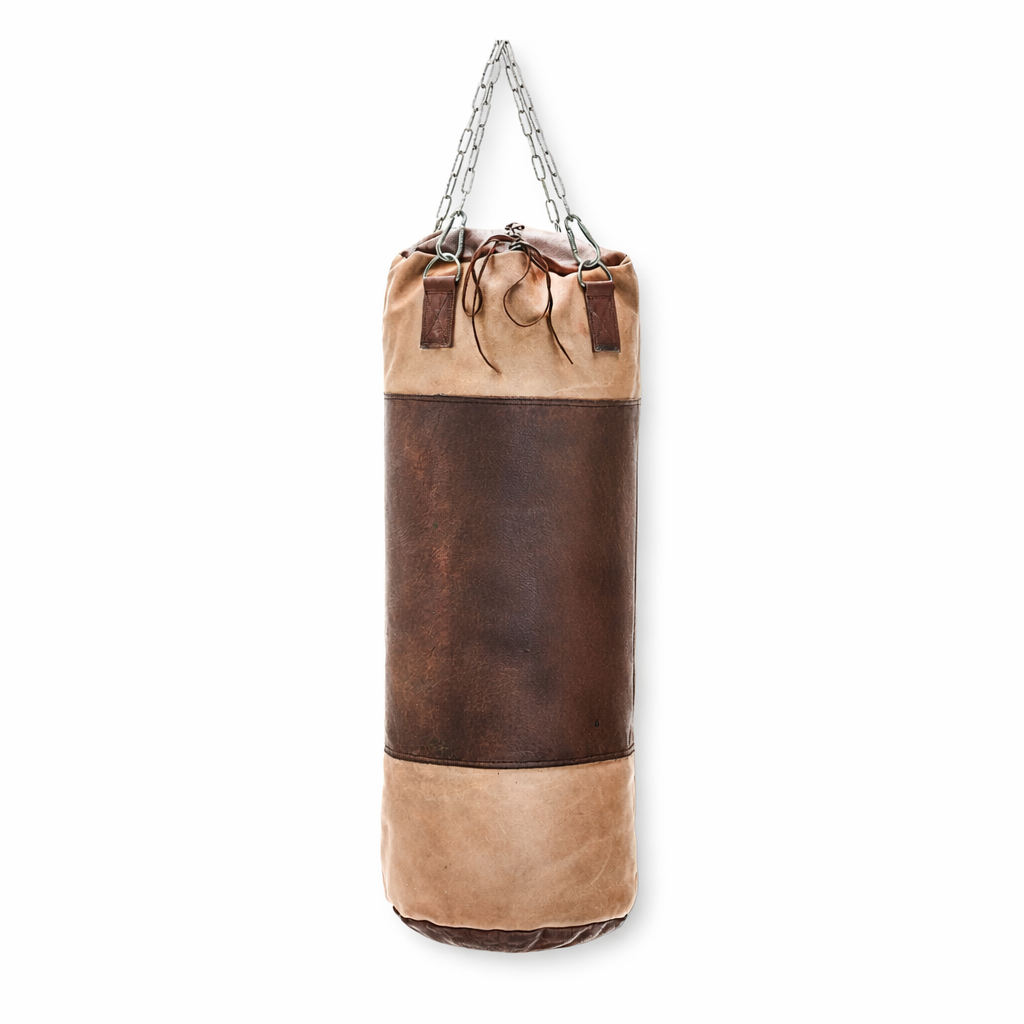 Retro Cream Brown Leather Heavy Punching Bag