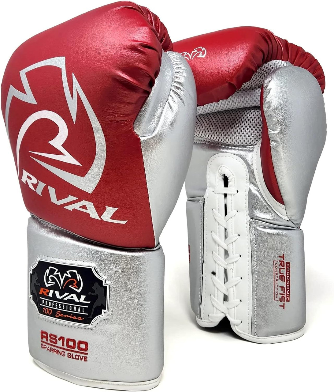 Rival RS100 Red/Silver Professional Sparring Gloves | Pro Fight Shop