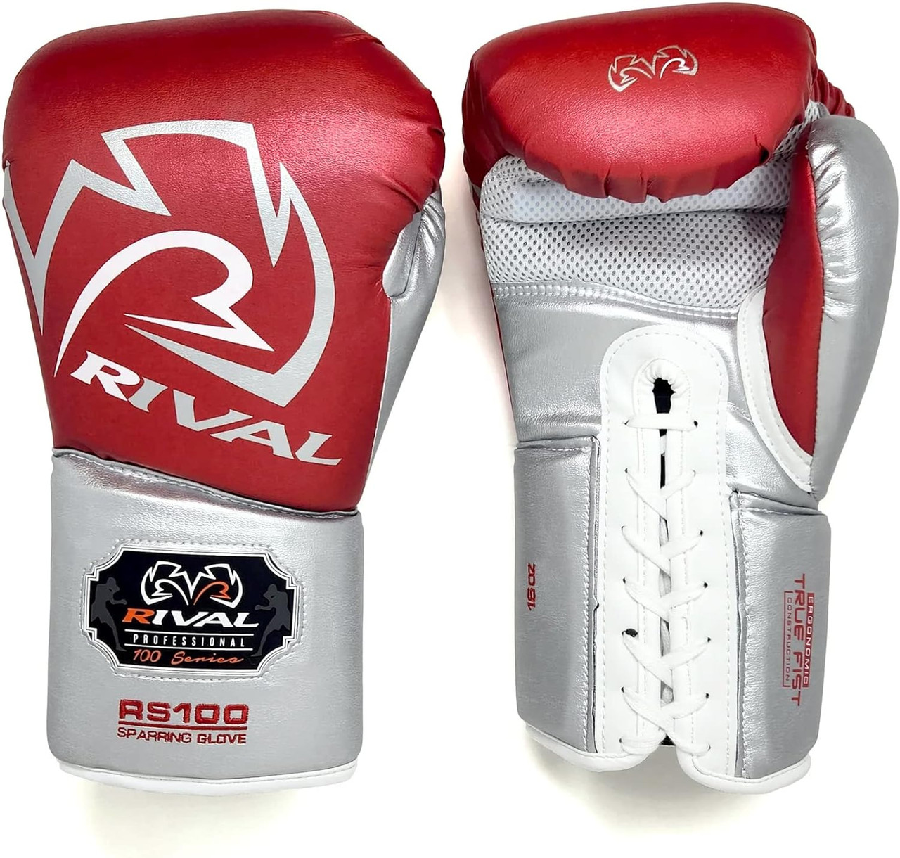 Rival RS100 Red/Silver Professional Sparring Gloves | Pro Fight Shop