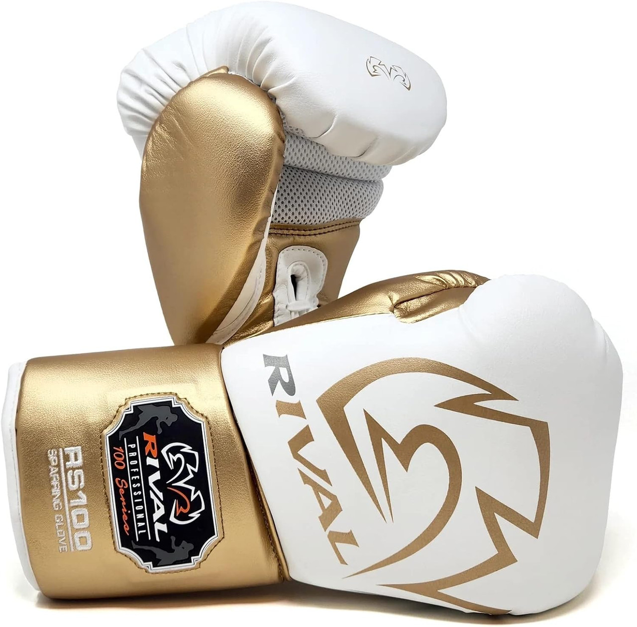 Rival RS100 White/Gold Professional Sparring Gloves