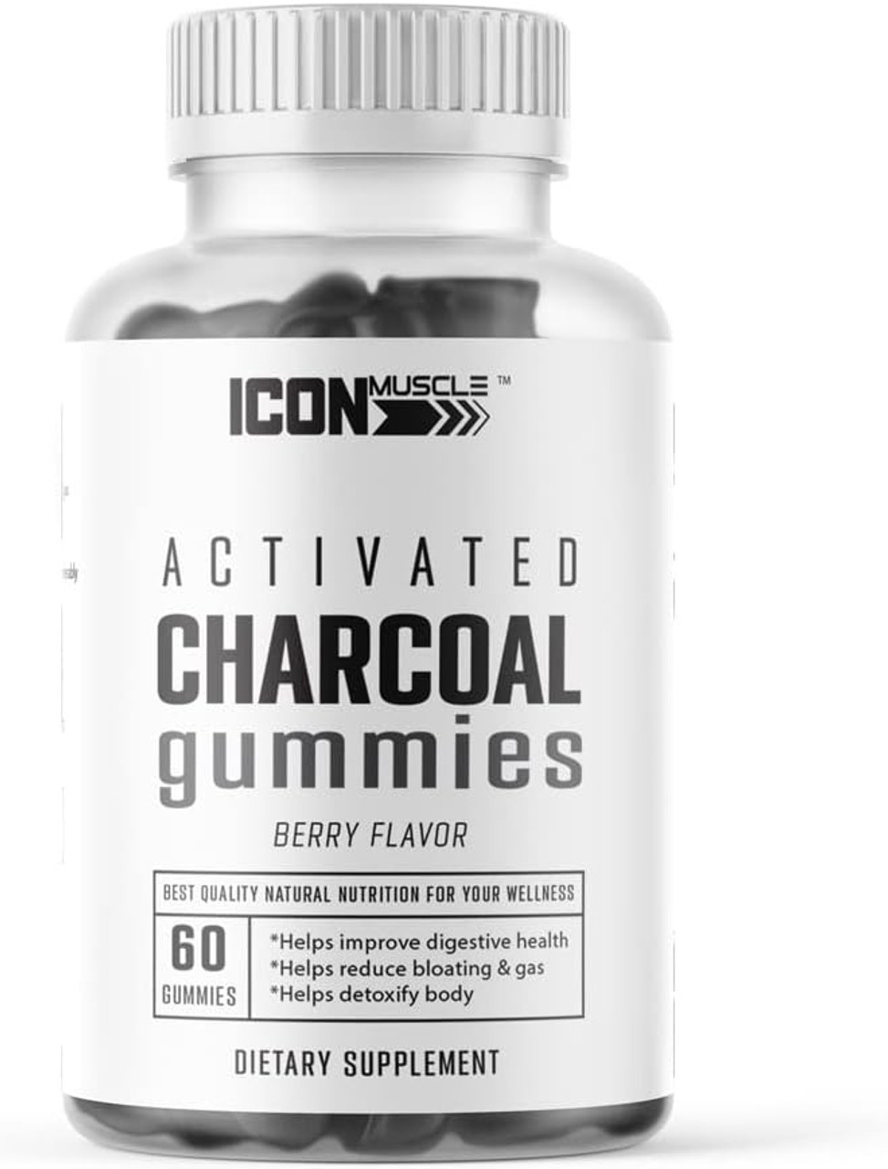 Charcoal Gummies | Activated Charcoal | Natural Detoxification | Alleviates Gas & Bloat | Vegan | 60 Count