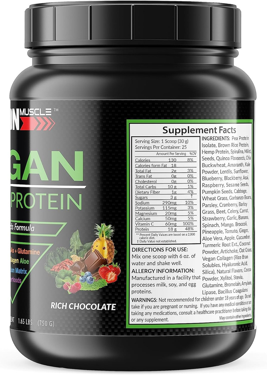 Opto Vegan Super Protein- Rich Chocolate | Vegan Protein | Plant Based Protein | Hemp, Pea, Brown Rice | Greens | Antioxidants