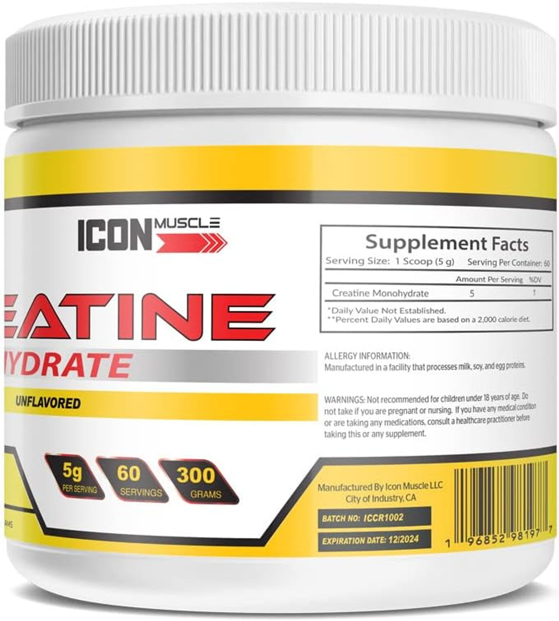 Creatine Monohydrate Powder 300 Grams | Post Workout Recovery | Muscle Building Creatine Supplements | Unflavored