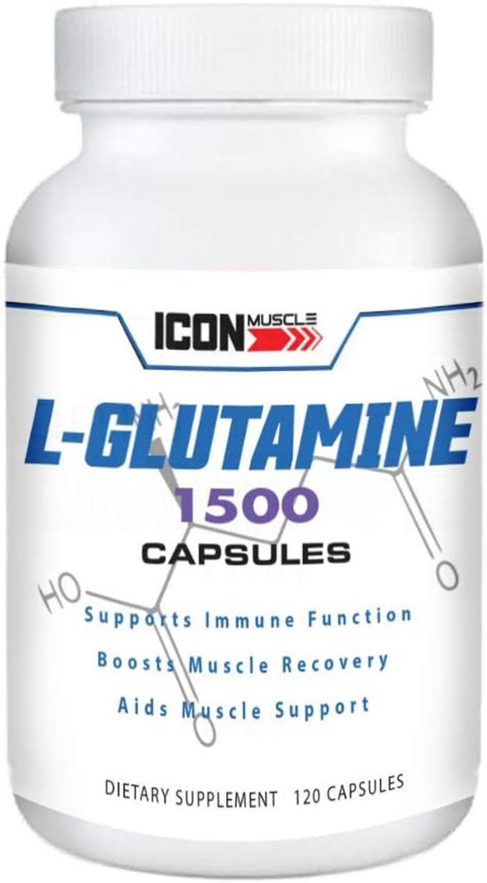 Icon Muscle L-Glutamine 1500 Capsules - 1.5 Grams- 120 Capsules -Amino Acid - Muscle Recovery