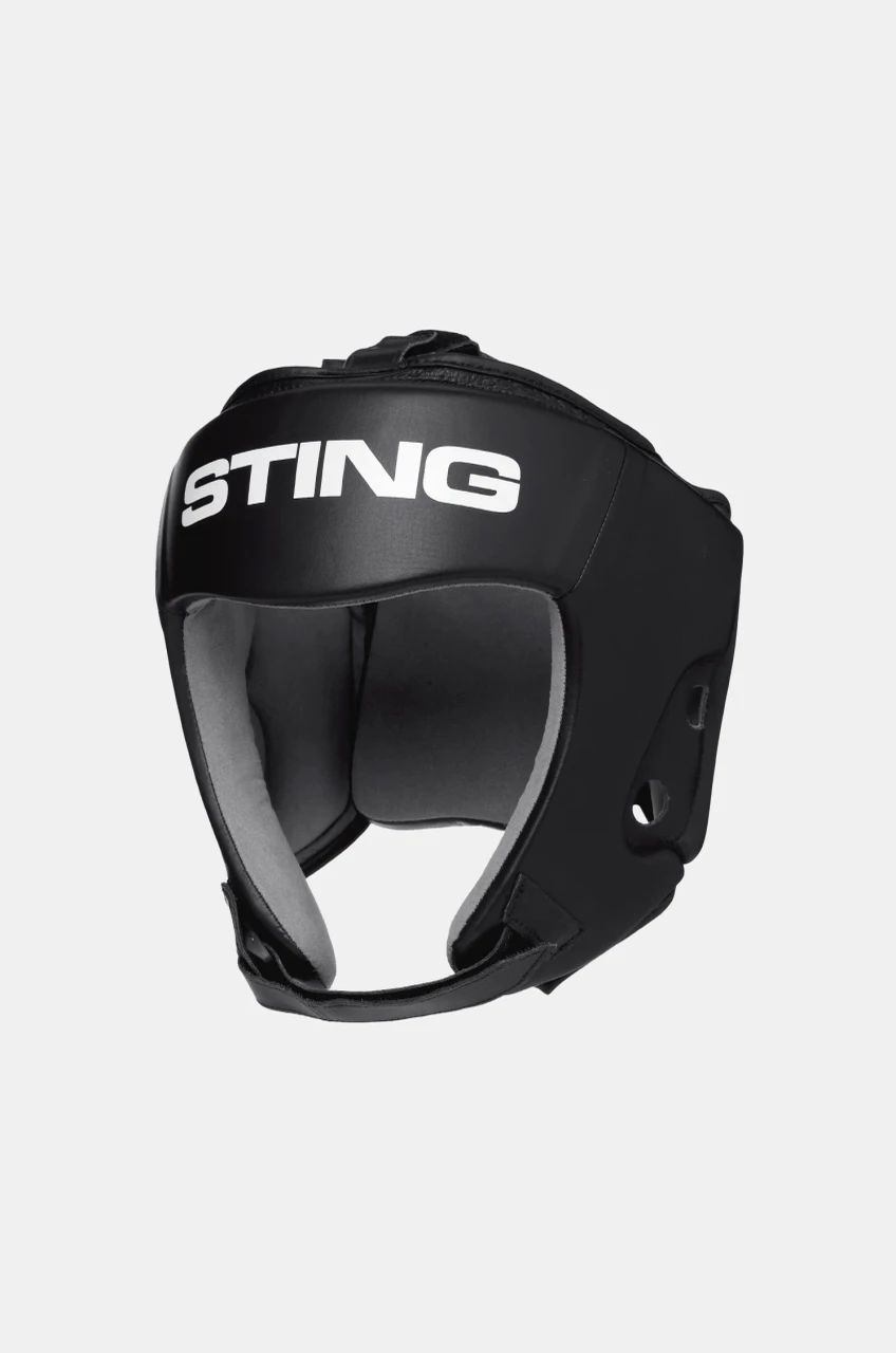 Sting USA Boxing Approved Open Face Head Guard - Black