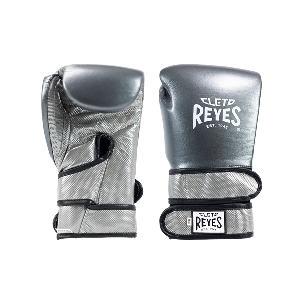 Cleto Reyes Double Strap Boxing Gloves - Oxford Gray-Silver