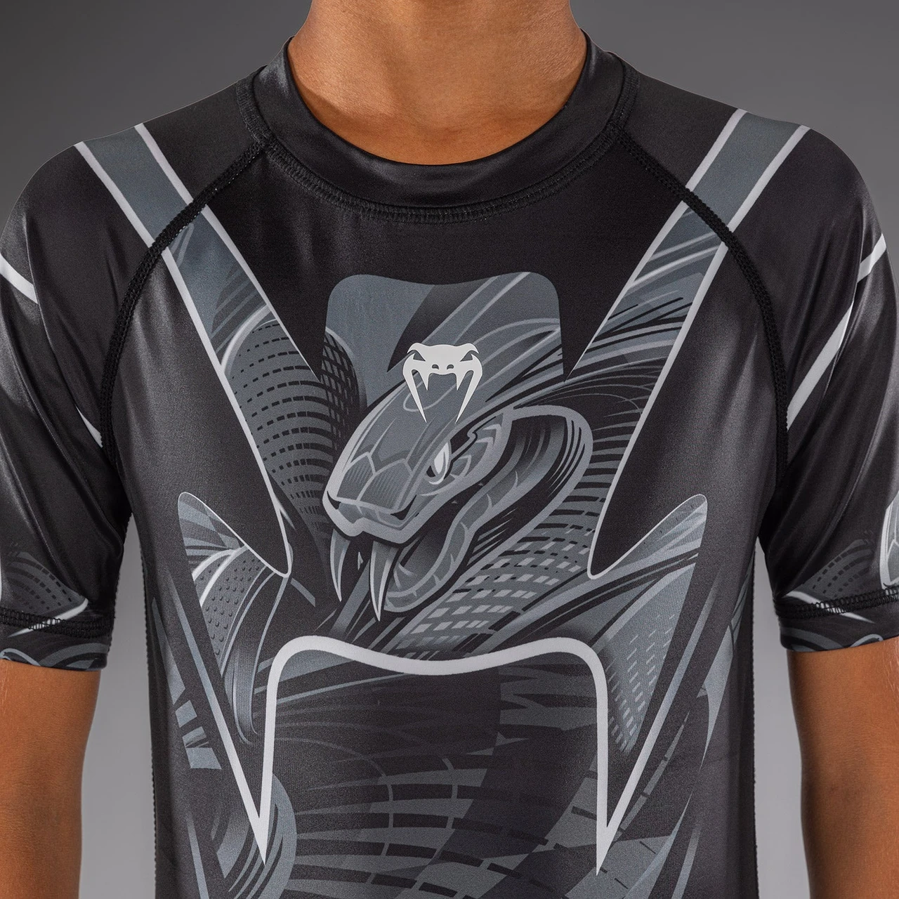 Venum Crimson Viper 2.0 Kids Short Sleeve Rashguard - Black/Grey