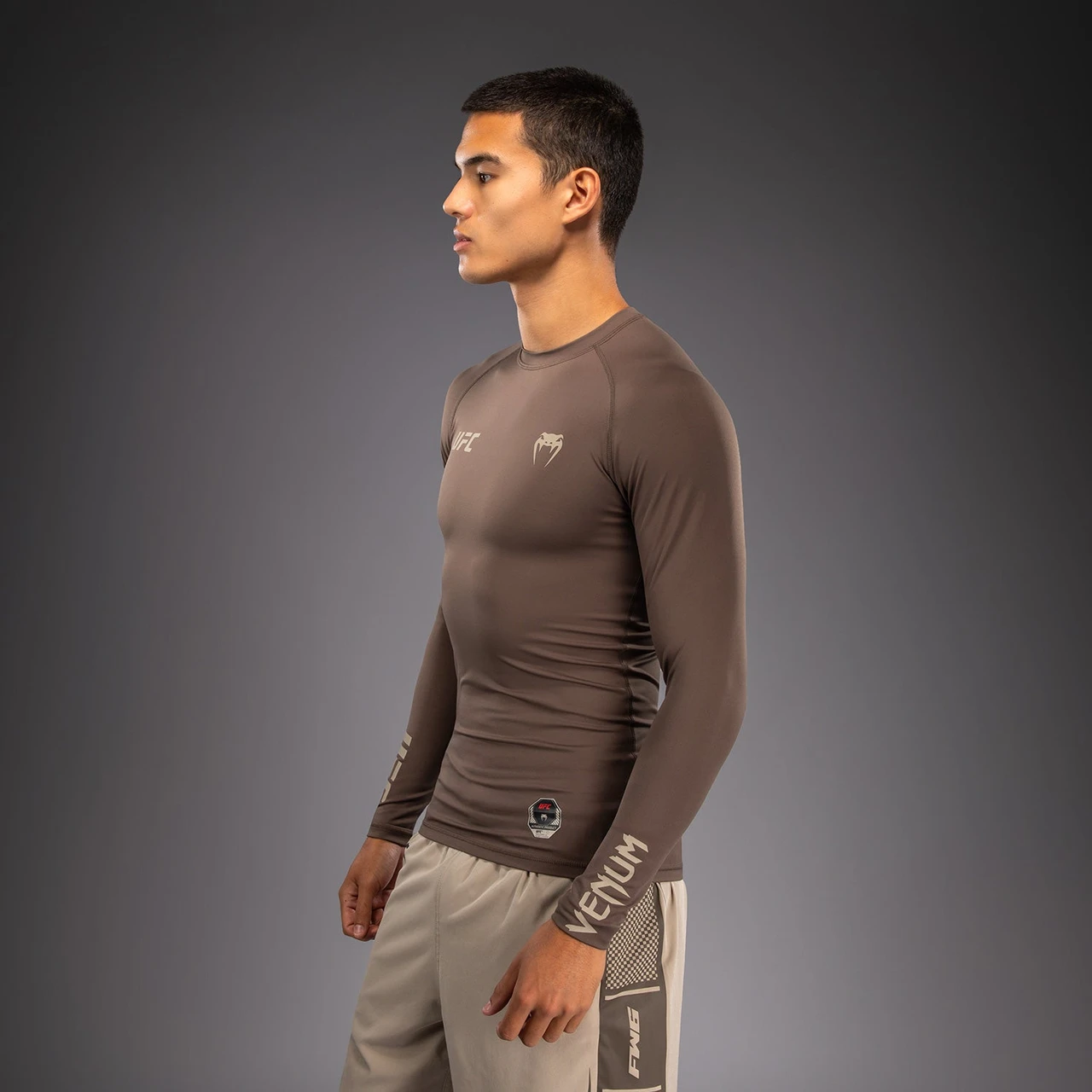 Venum UFC Unity by Venum Authentic Fight Week Men's Performance Long Sleeve Rashguard - Brown