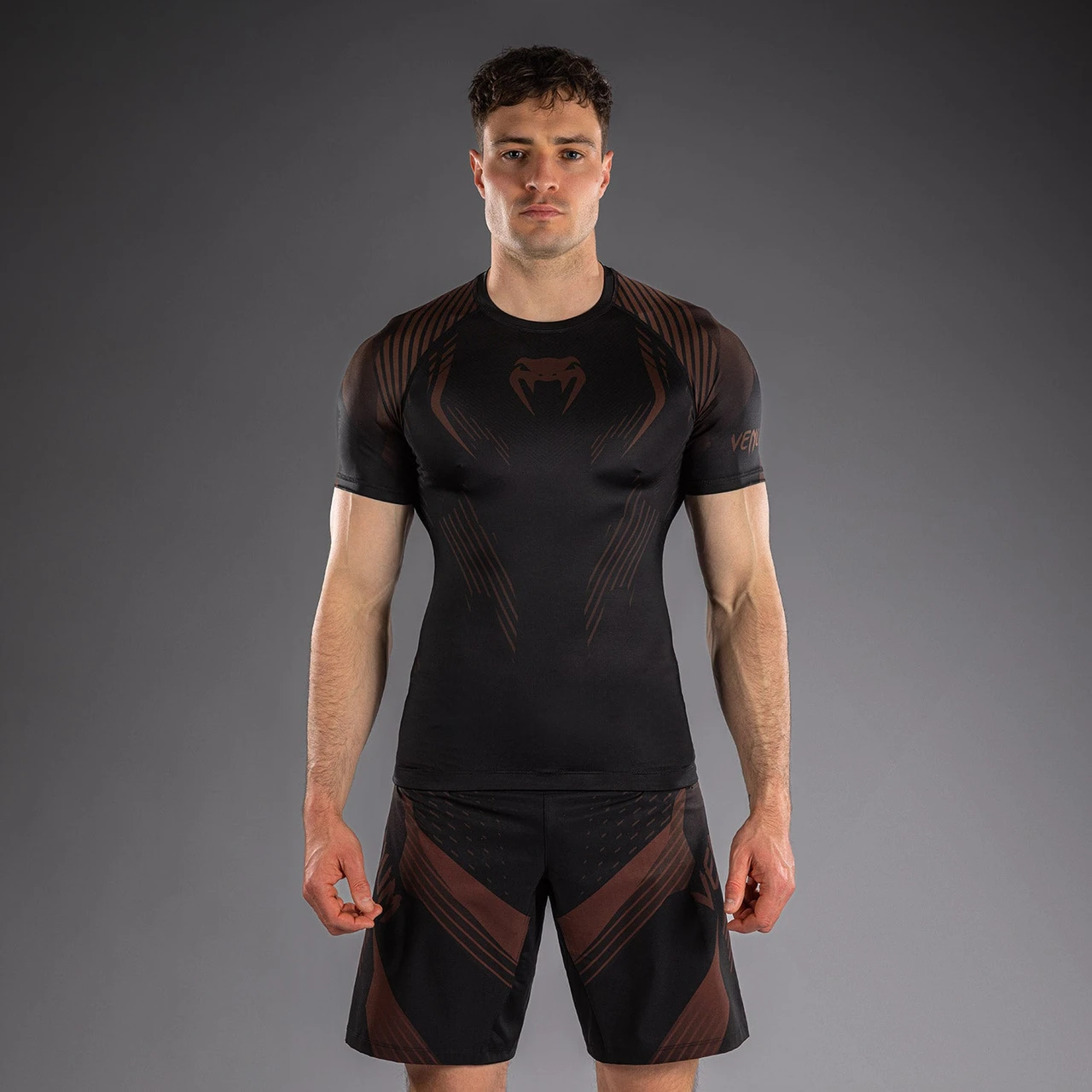 Venum No-Gi 6.0 Short Sleeve Rashguard - Black/Brown