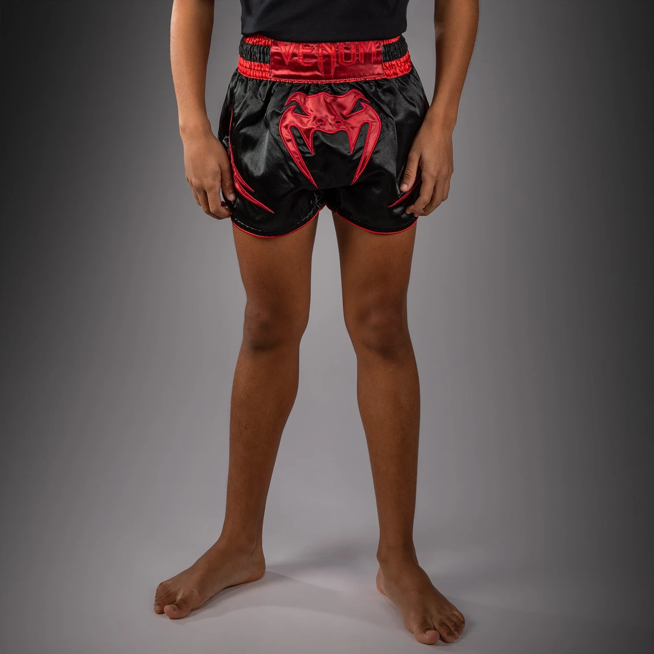 Venum Attack Kids Muay Thai Shorts - Black/Red