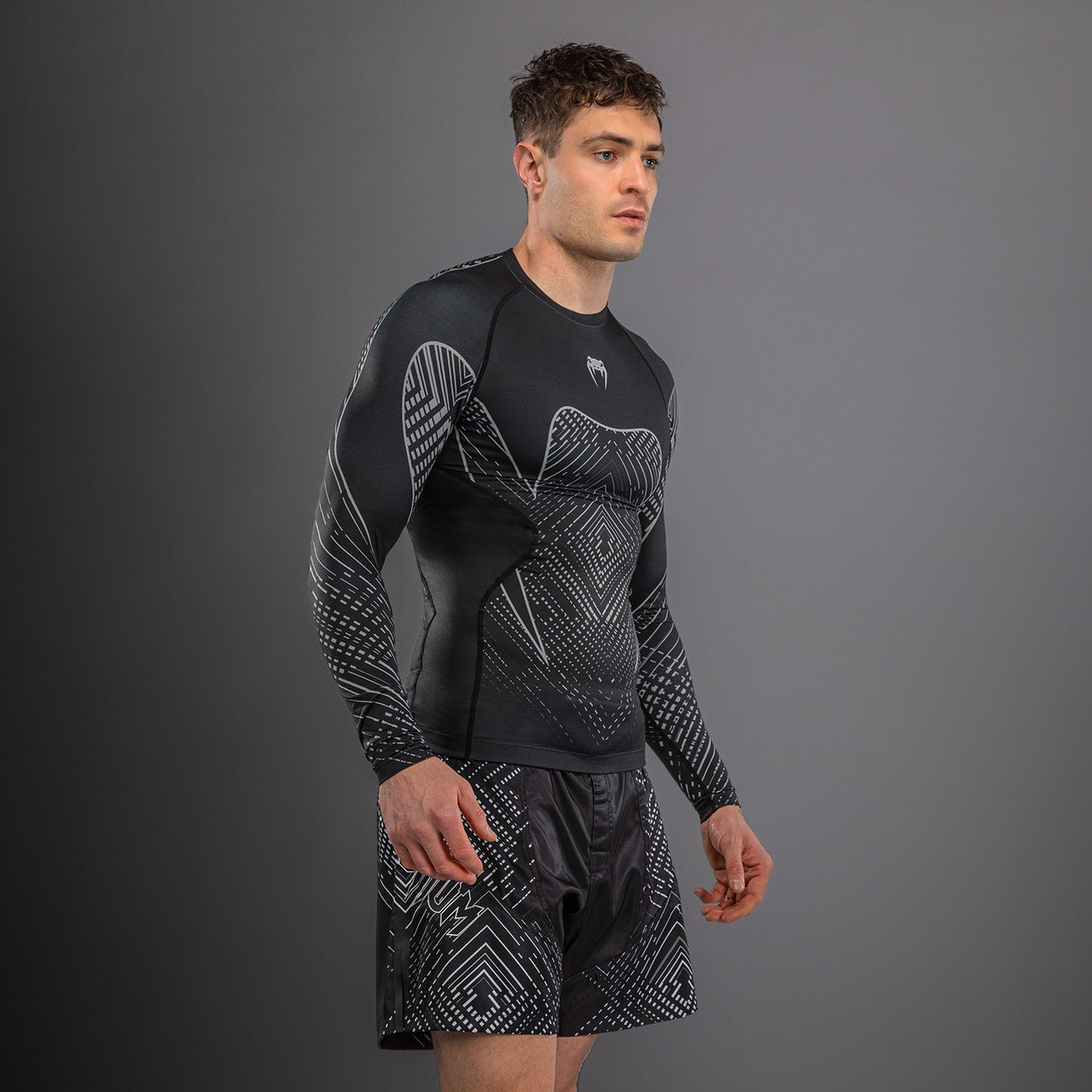 Venum Midnight Fury Long Sleeve Rashguard - Black/Grey/Silver