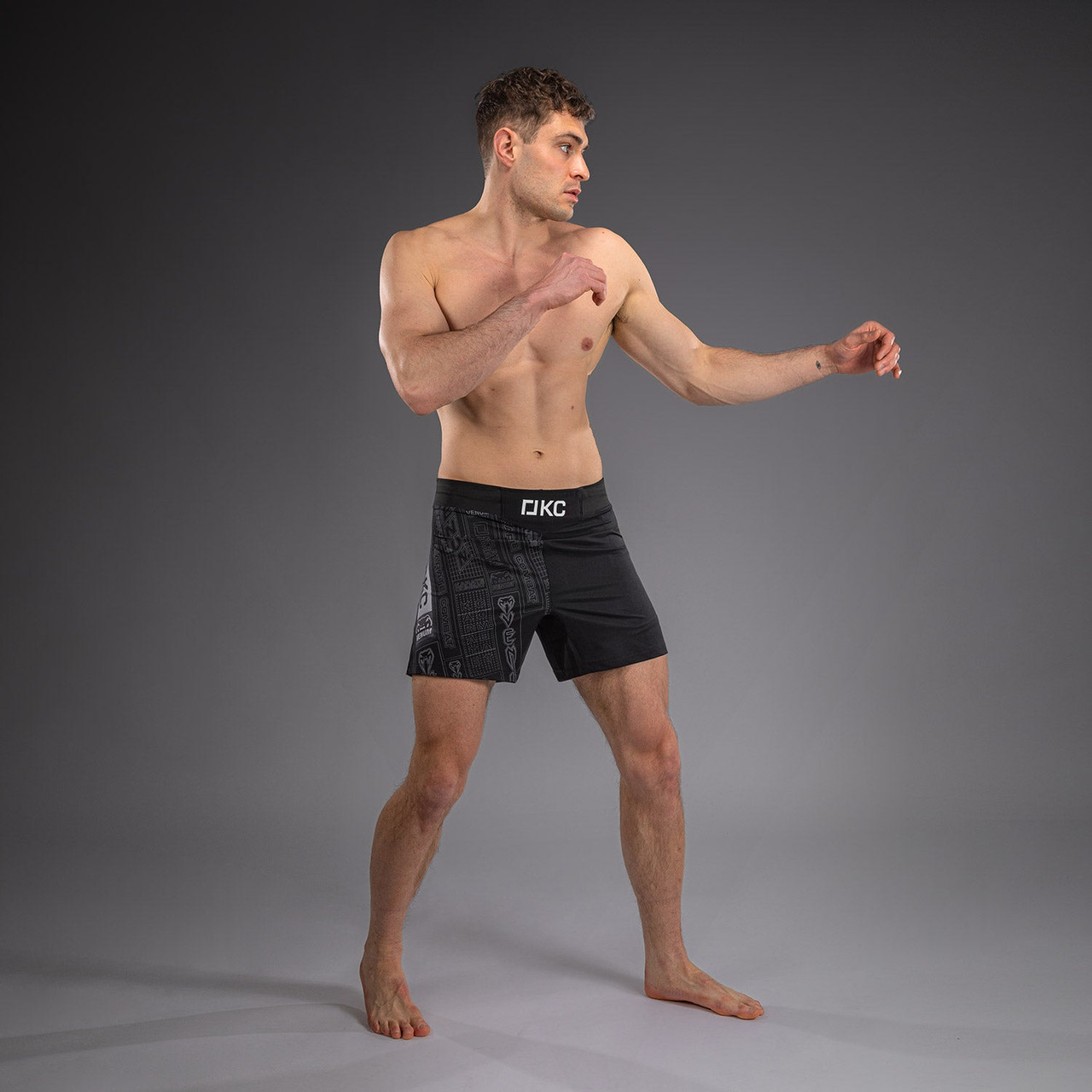 Karate Combat by Venum Fight Shorts - Black/Grey
