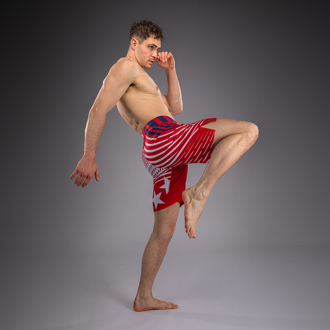 Men's Official UFC Freedom 250 by Venum Red Authentic Fight Night Long Fit Fight Short -Zahabi
