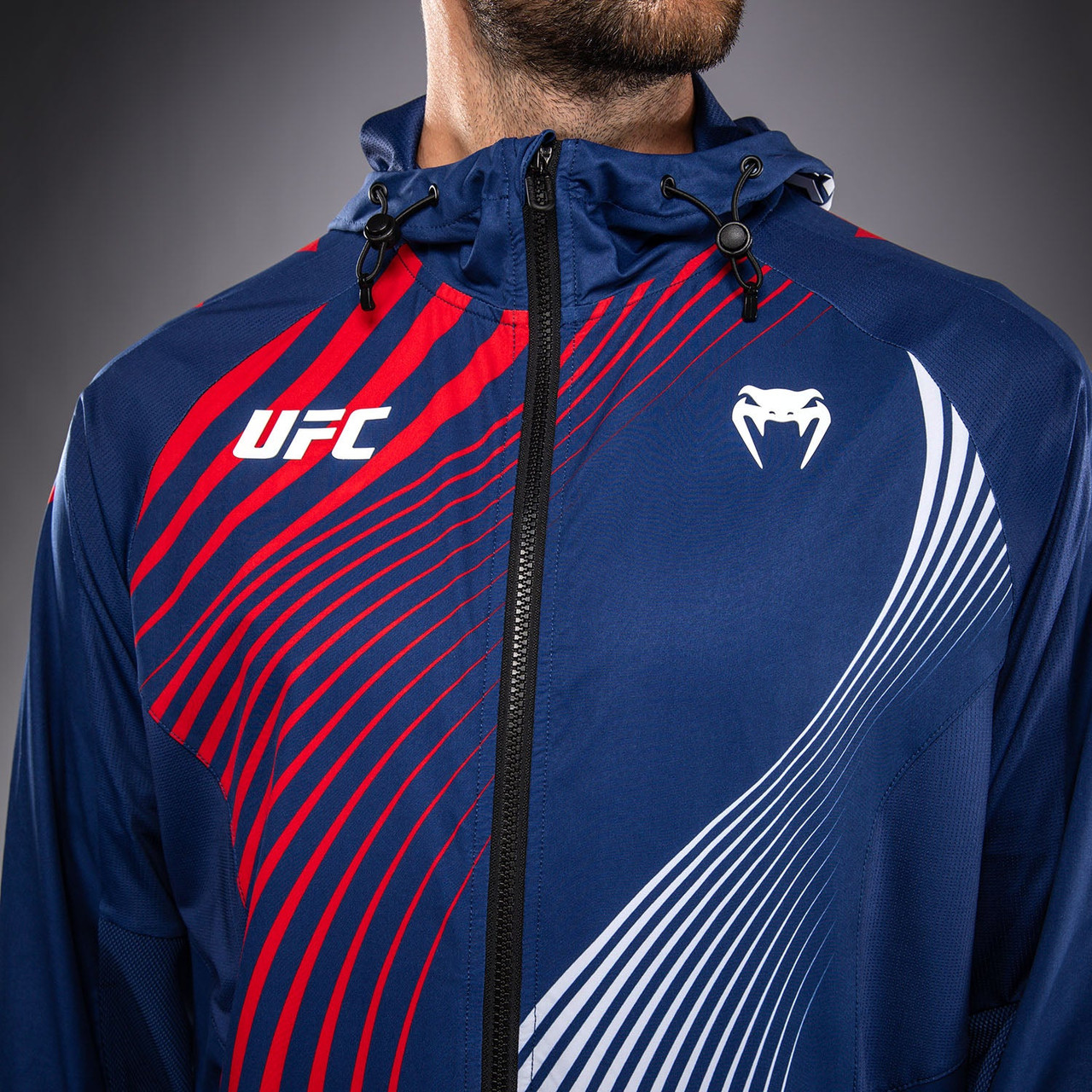 Men's Official UFC Freedom 250 by Venum Blue Authentic Fight Night Walkout Hoodie -Topuria
