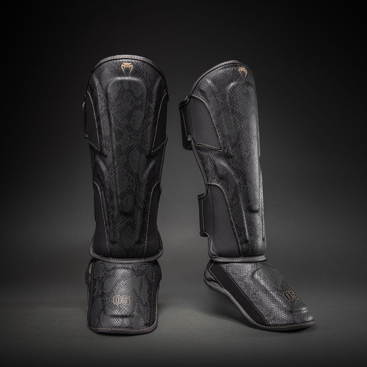 Venum Impact Evo Scales Shin Guards - Dark Grey