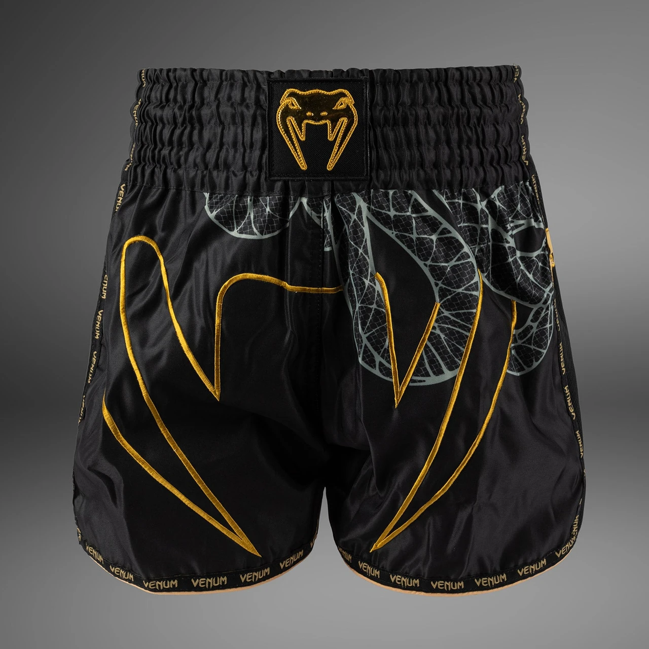 Venum Serpenti Muay Thai Shorts - Black/Silver/Gold