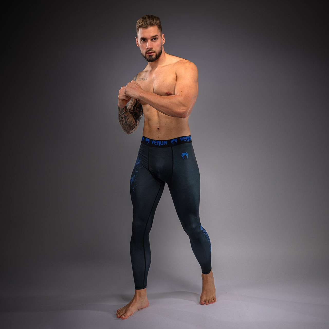 Venum Thunder Dragon Spats - Black/Royal Blue