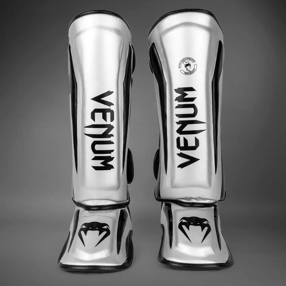 Venum Elite Standup Shinguards - Silver/Black