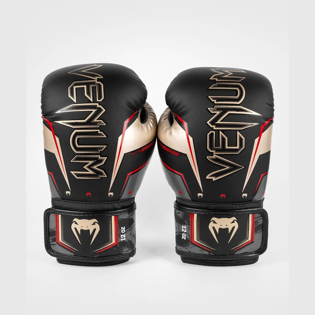 Venum Elite Evo Boxing Gloves - Black/Gold/Red