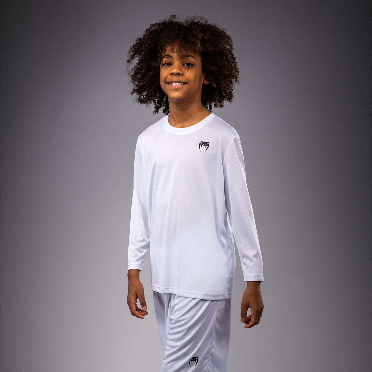 Venum Lineup Youth Performance Long Sleeve T-Shirt - White/Black
