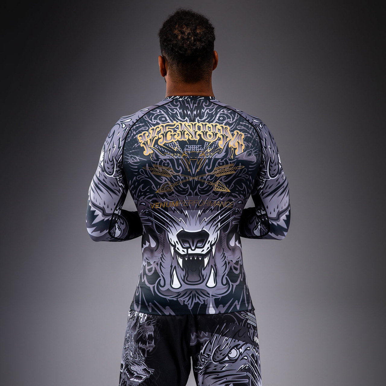 Venum Wolf Atak Long Sleeve Rashguard - Black/Grey