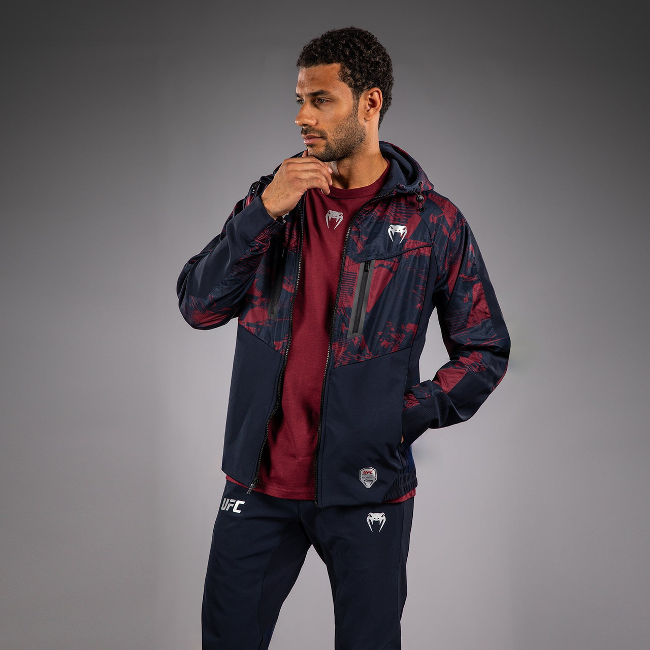 Men's UFC Zenith by Venum Burgundy Authentic Fight Week Zip Hoodie