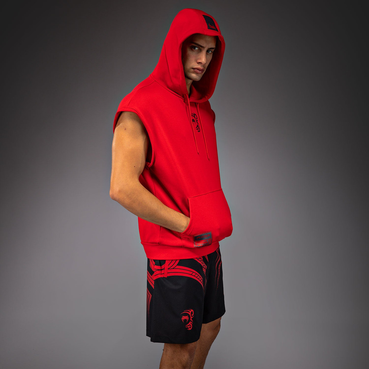 Venum x Mike Tyson Tiger Sleeveless Hoodie - Intense Red/Deep Black