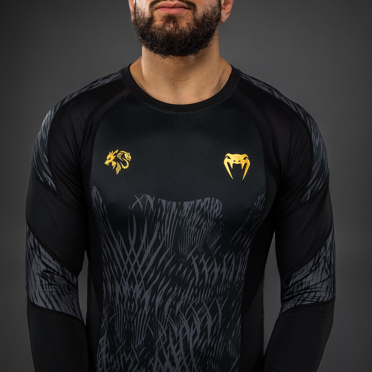 Venum x Chimaev Long Sleeve Rashguards - Black/Grey