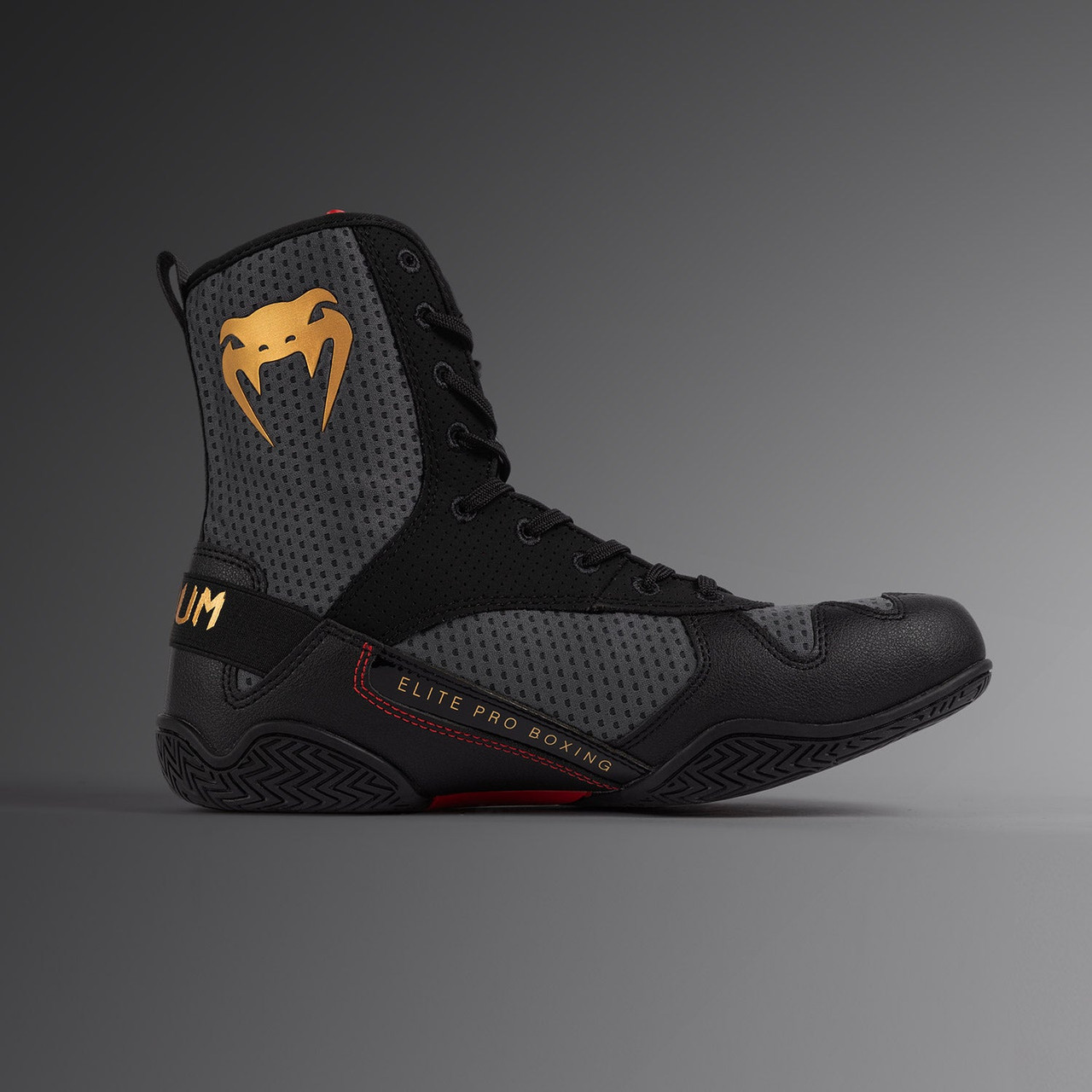 Venum Elite Boxing Shoes - Storm Grey / Gold