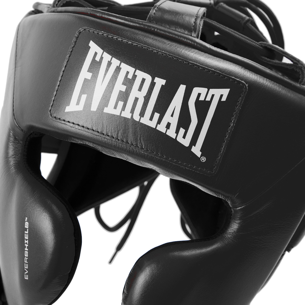 Everlast Elite Pro Leather Headgear with Cheek - White