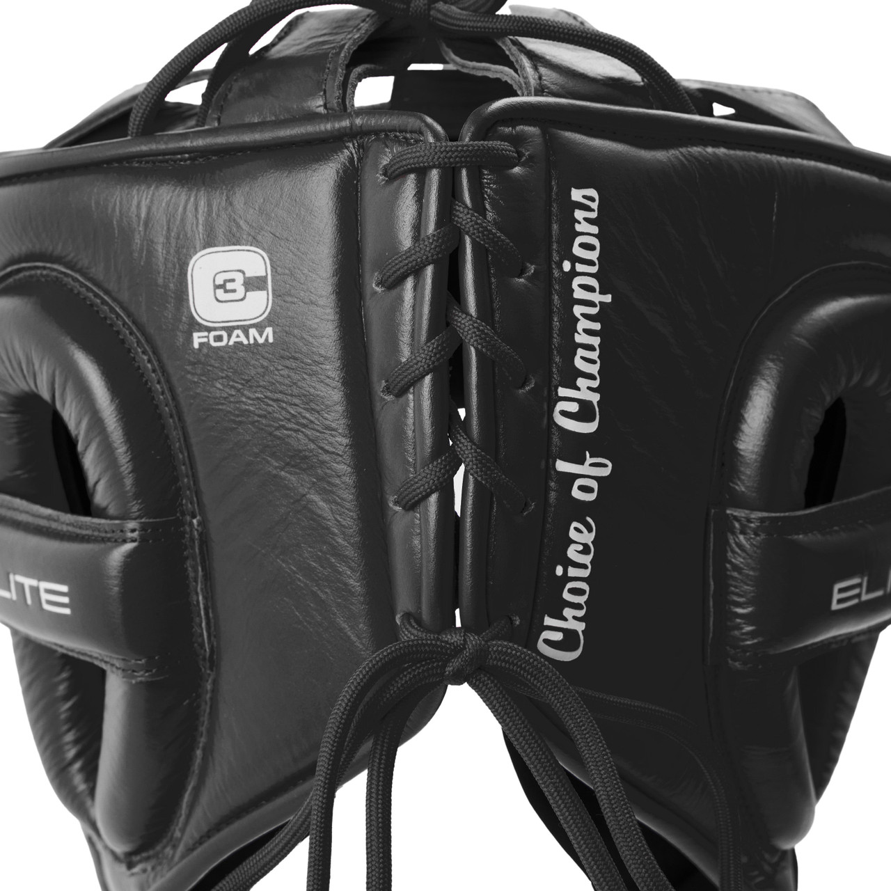 Everlast Elite Pro Leather Headgear with Cheek - White