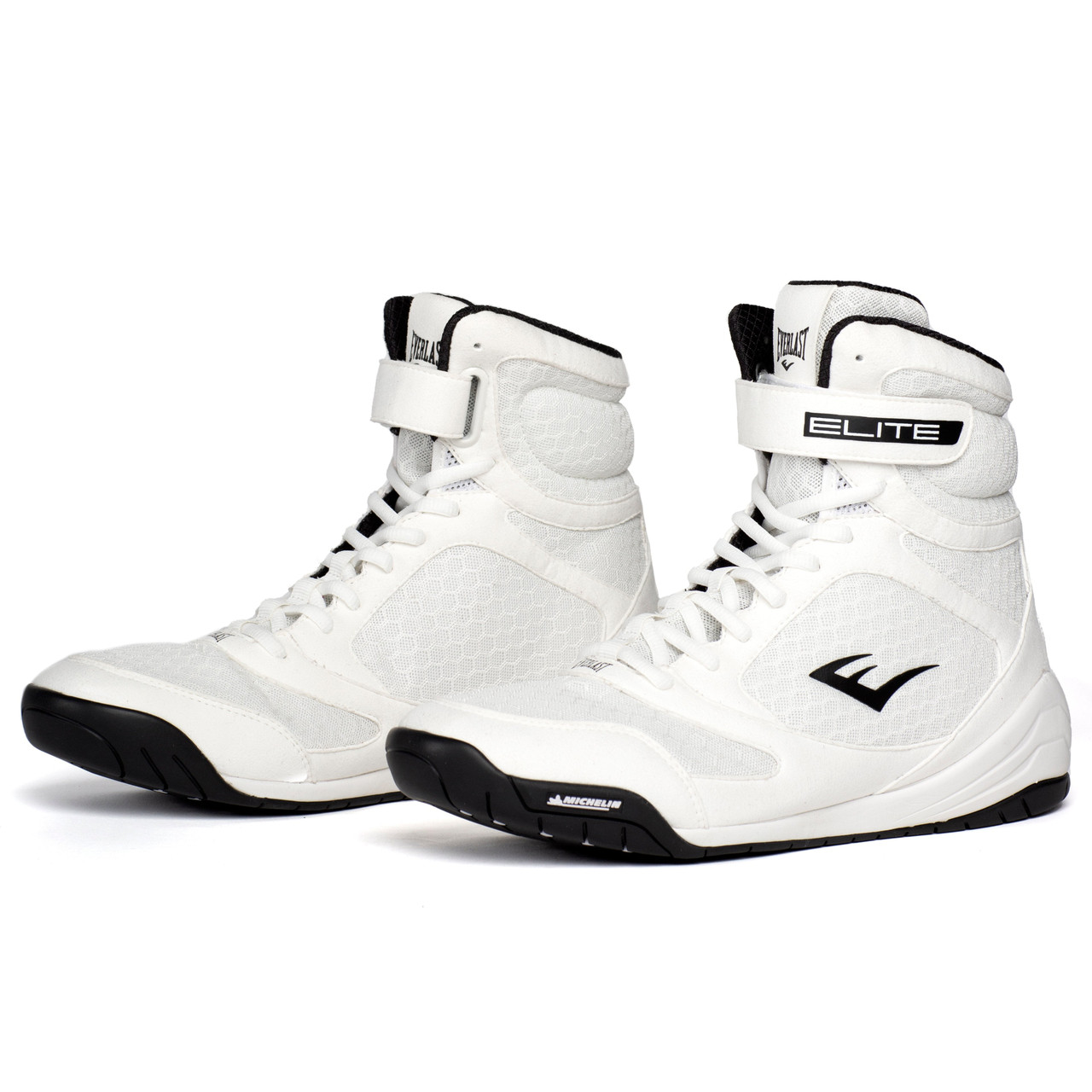 Everlast White Elite Boxing Shoe, Glove and Hand Wrap Bundle