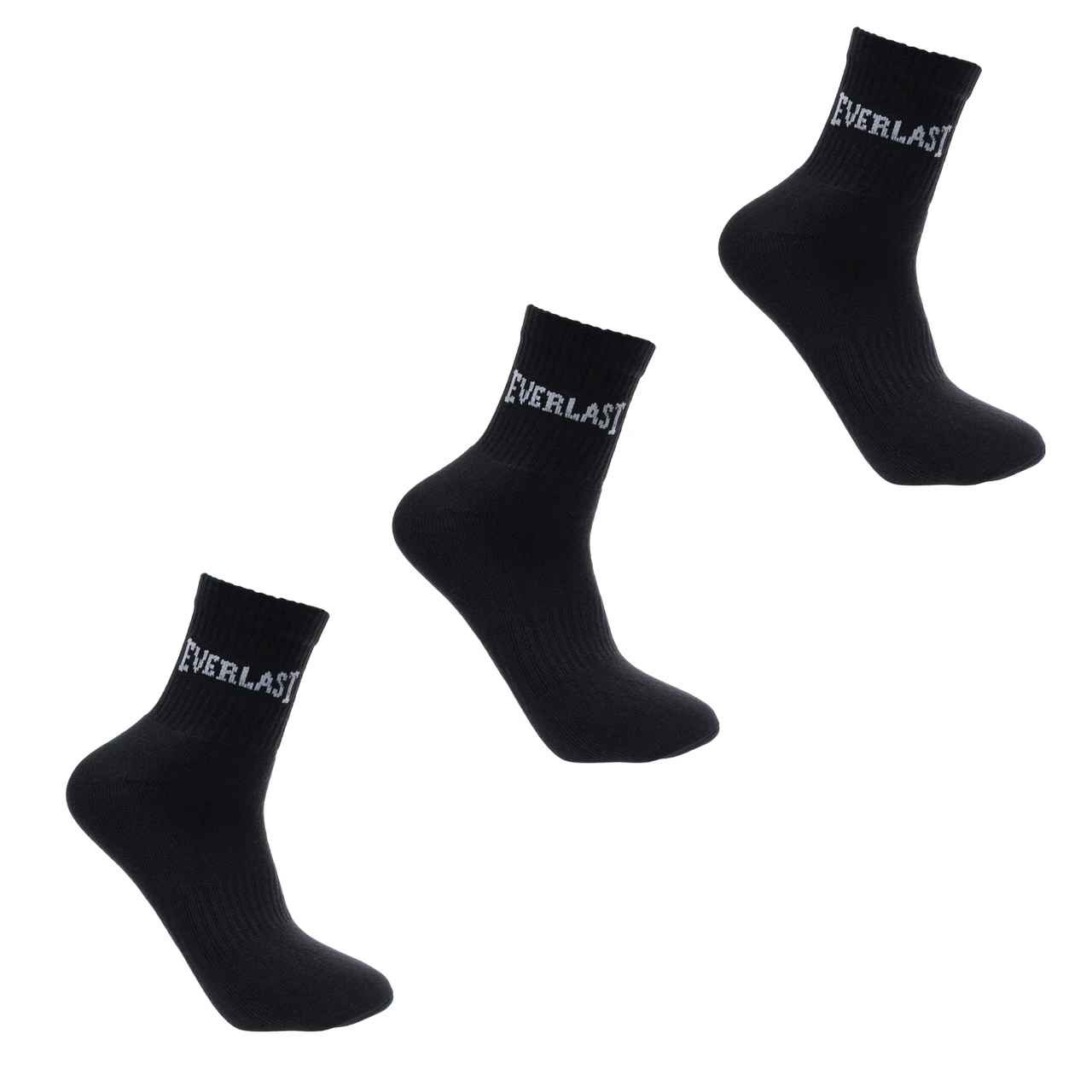 Everlast Men's Quarter Socks 3 Pack - Black