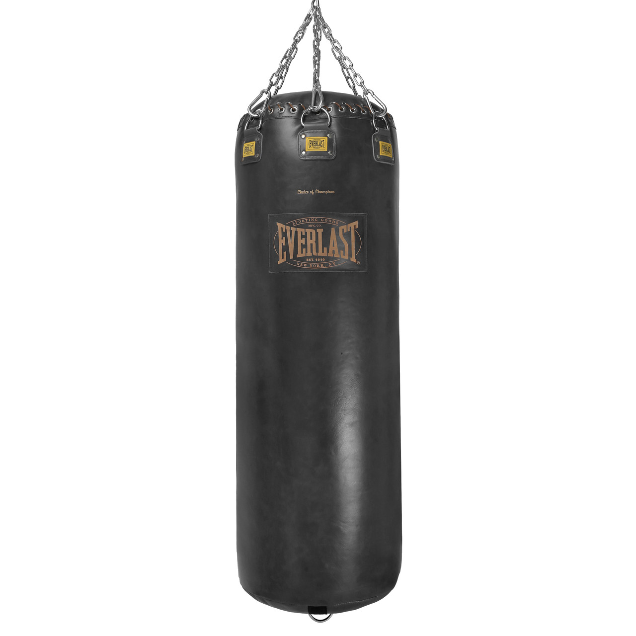 Everlast 1910 Pro 100lb Leather Heavy Punching Bag - Black