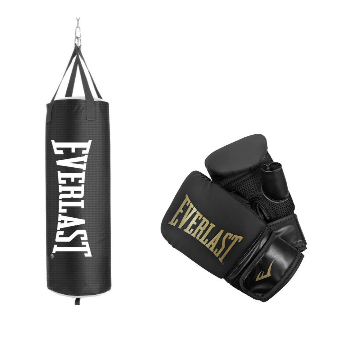 Everlast 80lb Core Polycanvas Heavy Punching Bag and Glove Bundle