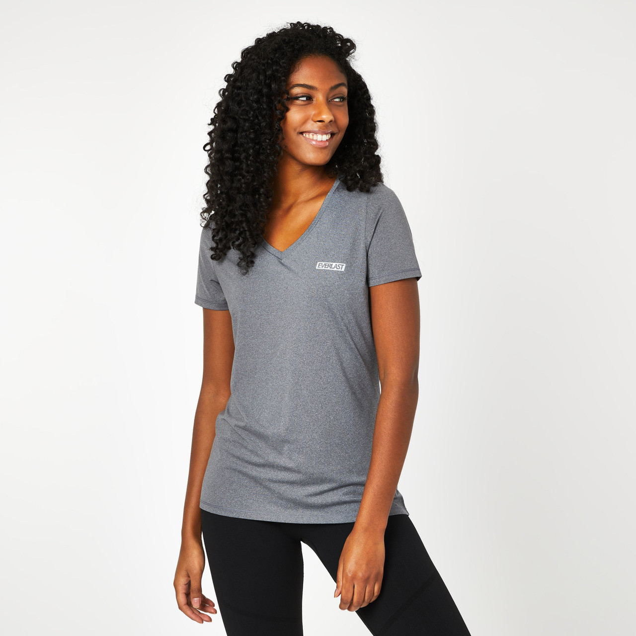Everlast Women's V-Neck Mesh T-Shirt - Gray