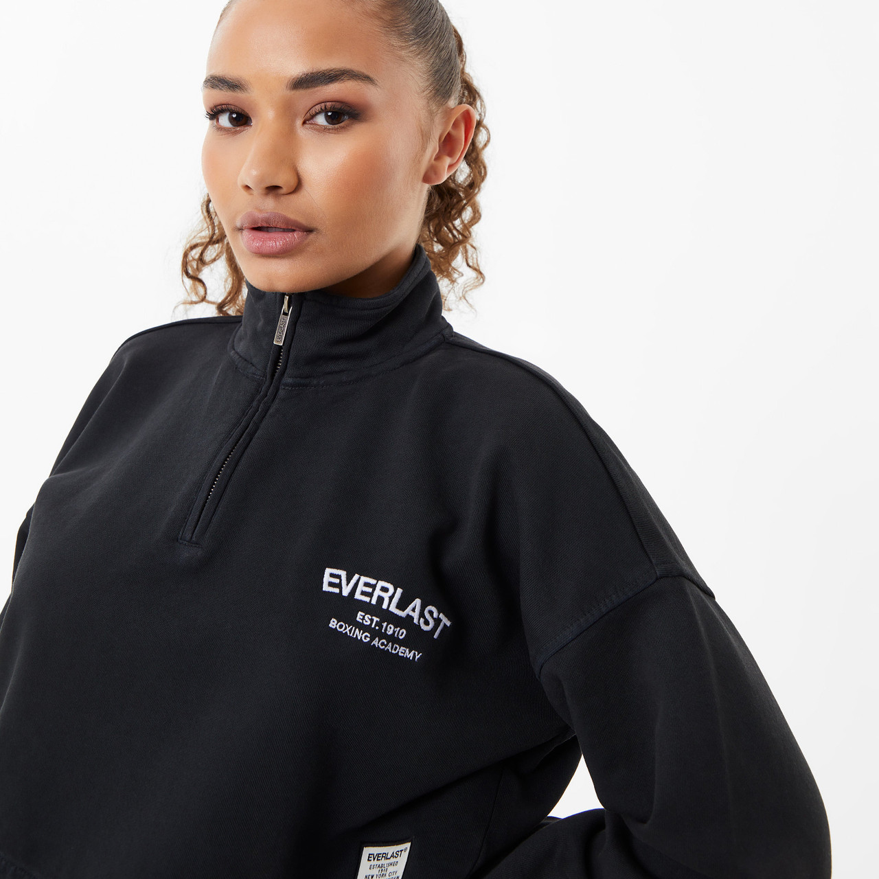 Everlast Women's Boxing Academy Crop Zip Up Sweater - Black