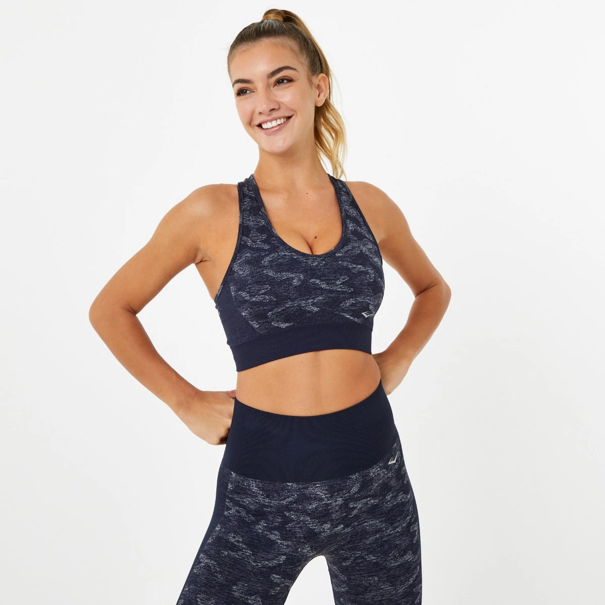 Everlast Women's Camo V-Neck Bra - Navy Blue