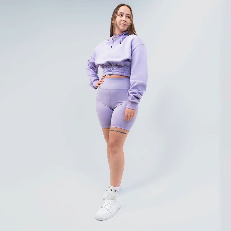 Rival Women's High-Rise Biker Shorts with Pockets - Lavender